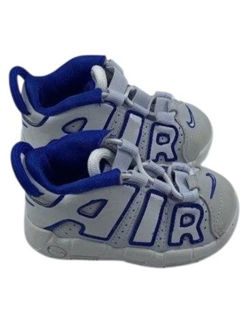 Nike Little Kids Air More Uptempo Sneakers Blue White 4C Basketball Shoes